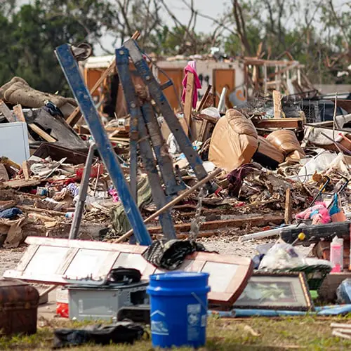 Piles of wreckage after storm