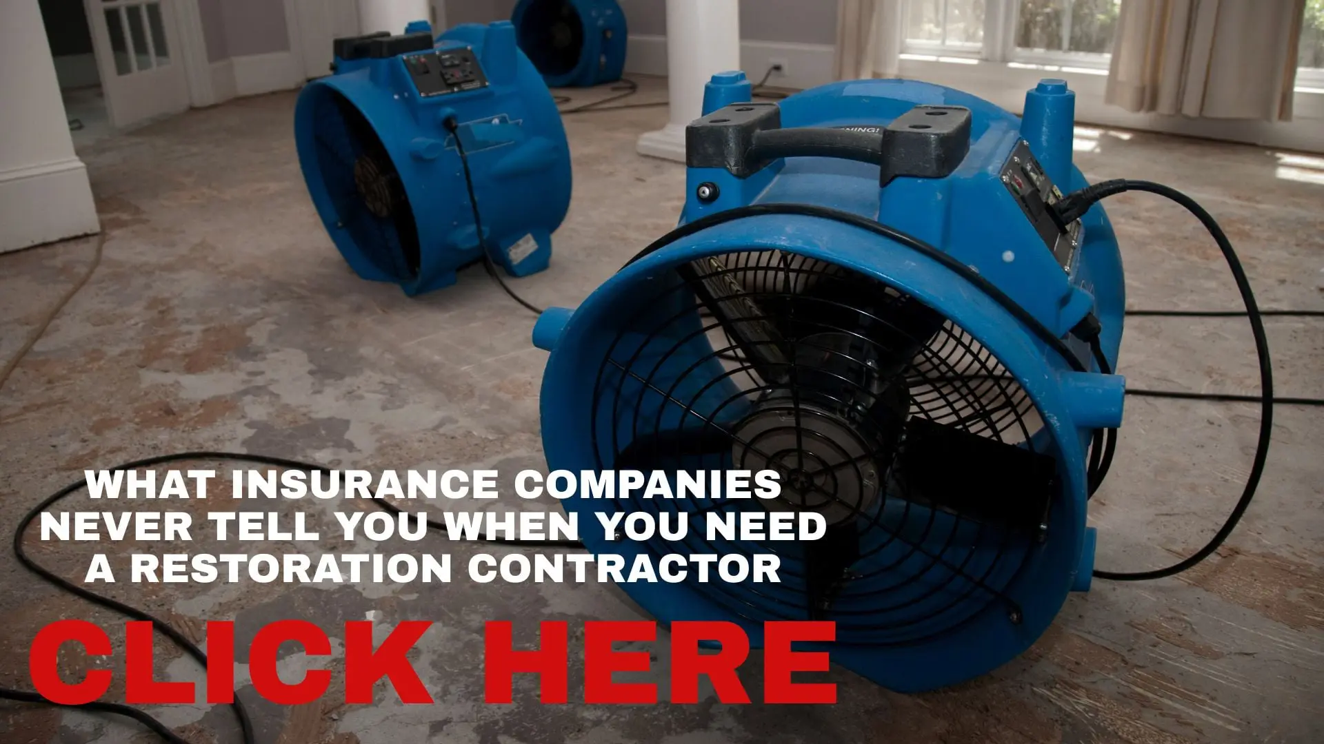 Water damage restoration equipment in action