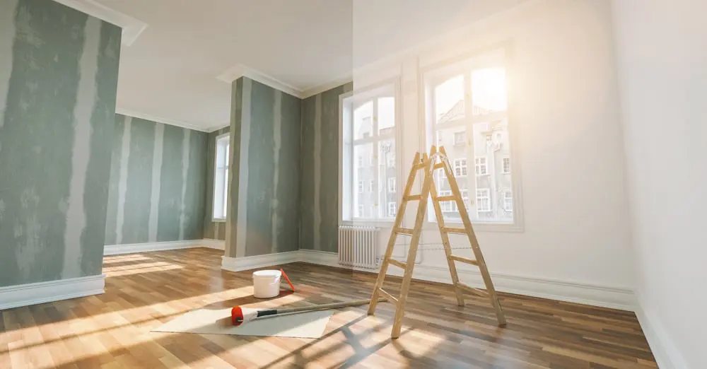 Room under renovation with ladder