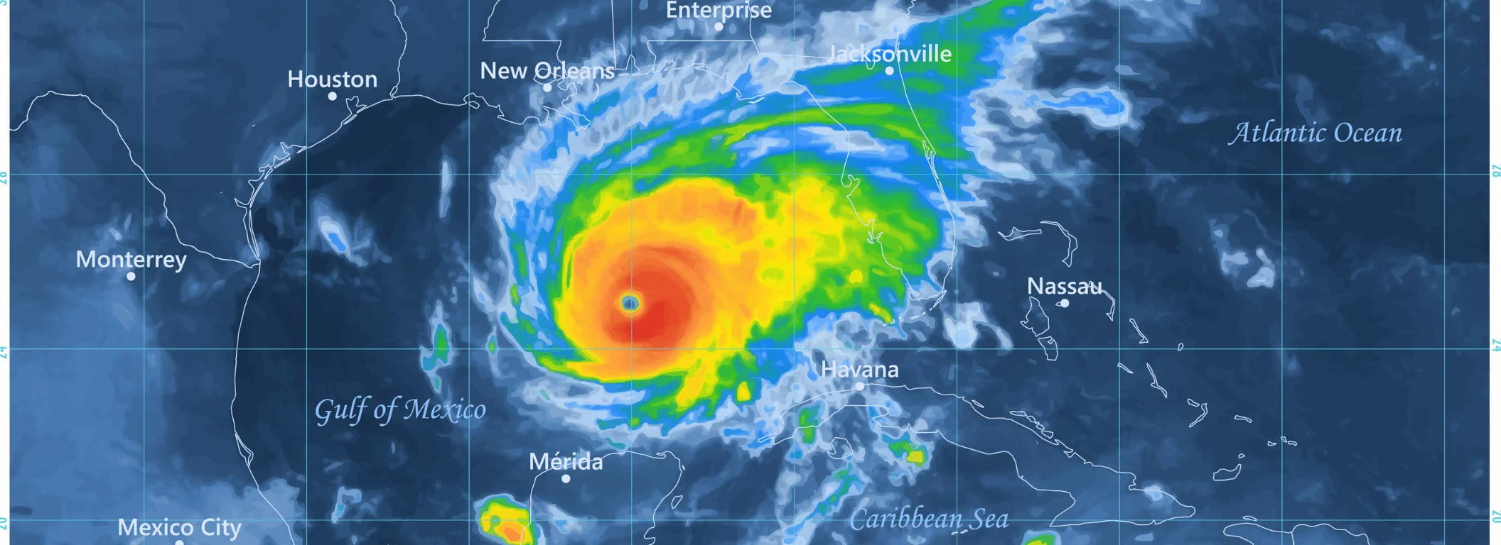 Storm system over Gulf of Mexico